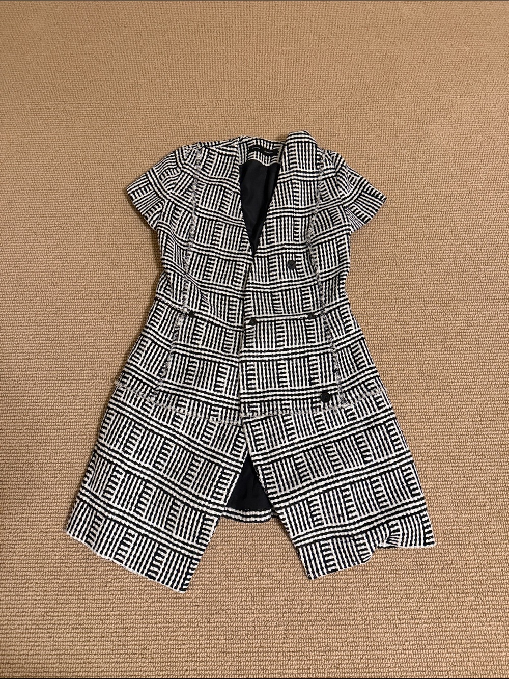 Proenza Schouler Black and White Patterned Jacket Dress